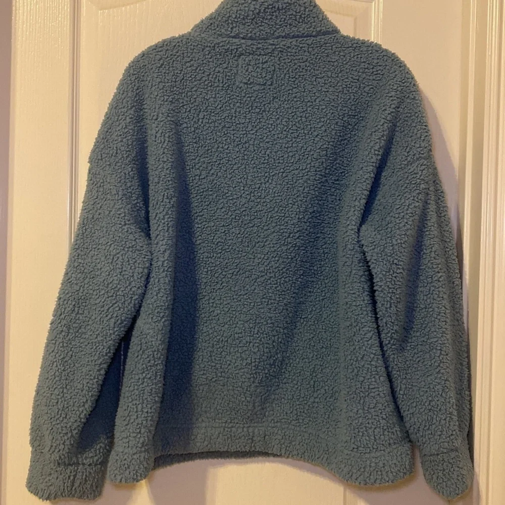 American Eagle Outfitters Blue Soft Sherpa Pullover Quarter Zip Size Medium NWOT